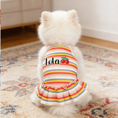 Robe d'été rayée arc-en-ciel personnalisée pour animaux de compagnie | inCloth69