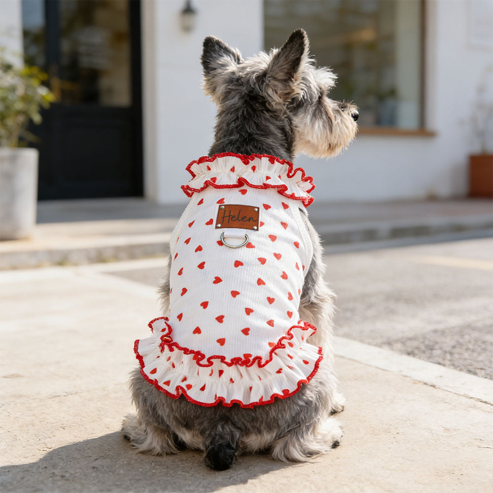 Robe pour animaux de compagnie avec écusson en cuir personnalisé | inCloth32