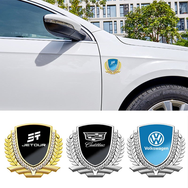 Vente Flash 🎉50% de Réduction🎉Autocollant de Voiture Créatif en Métal avec Diamant et Épi de Blé 3D