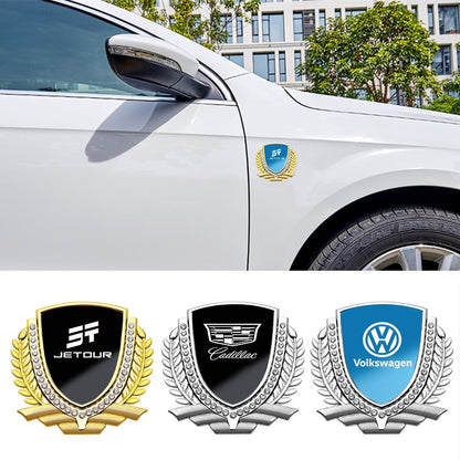 Vente Flash 🎉50% de Réduction🎉Autocollant de Voiture Créatif en Métal avec Diamant et Épi de Blé 3D