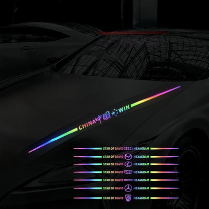 Autocollants colorés pour logo de voiture, autocollants de voiture réfléchissants laser à changement de couleur, autocollants personnalisés pour montant A, portière et capot de voiture.