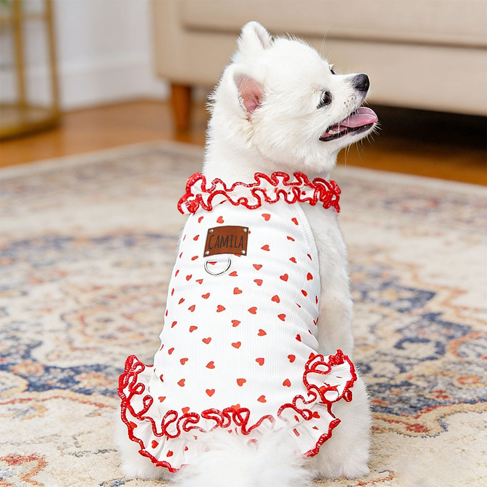 Robe pour animaux de compagnie avec écusson en cuir personnalisé | inCloth32