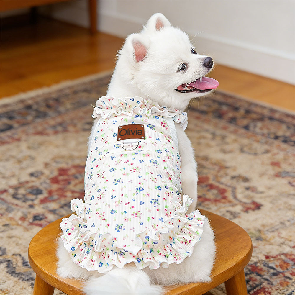 Robe pour animaux de compagnie avec écusson en cuir personnalisé | inCloth32