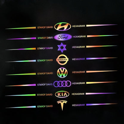 Autocollants colorés pour logo de voiture, autocollants de voiture réfléchissants laser à changement de couleur, autocollants personnalisés pour montant A, portière et capot de voiture.