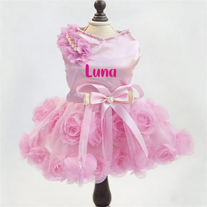 Personalisiertes Haustier-Satinprinzessinnenkleid mit Namen | inCloth50