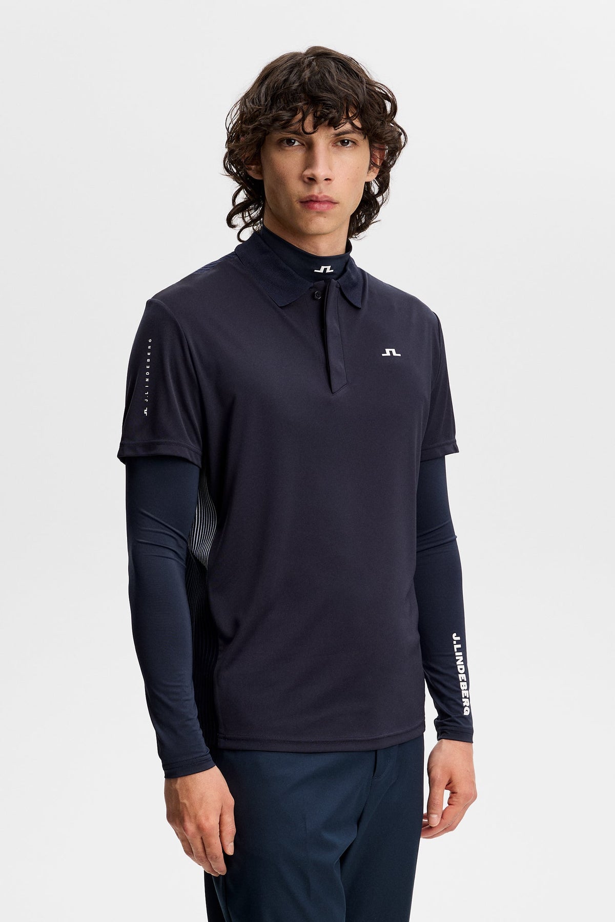Neri Hybrid Knit Polo Shirt / Navy