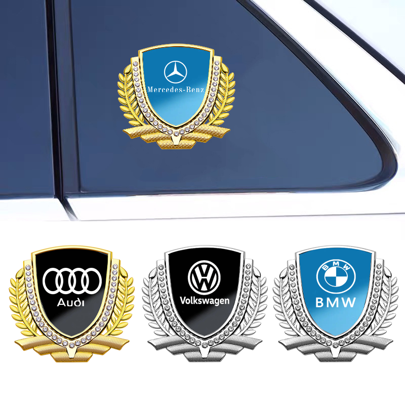 Vente Flash 🎉50% de Réduction🎉Autocollant de Voiture Créatif en Métal avec Diamant et Épi de Blé 3D