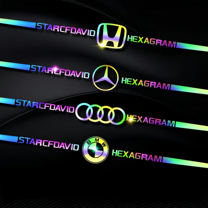 Autocollants colorés pour logo de voiture, autocollants de voiture réfléchissants laser à changement de couleur, autocollants personnalisés pour montant A, portière et capot de voiture.